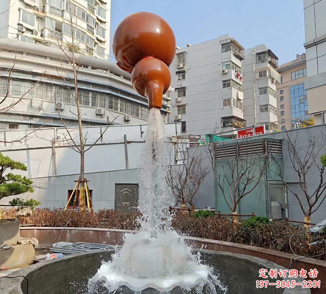 广西葫芦广场喷泉雕塑,精致唯美