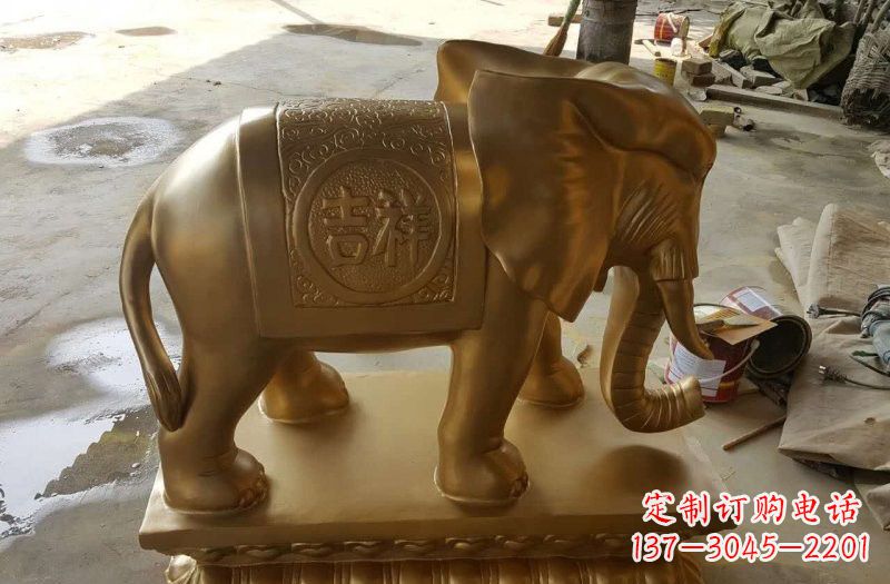 广西湖南玻璃钢仿铜大象案例