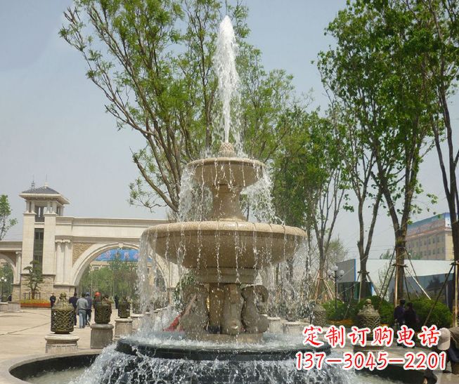 广西精美多层喷泉雕塑,营造出优美水乐园