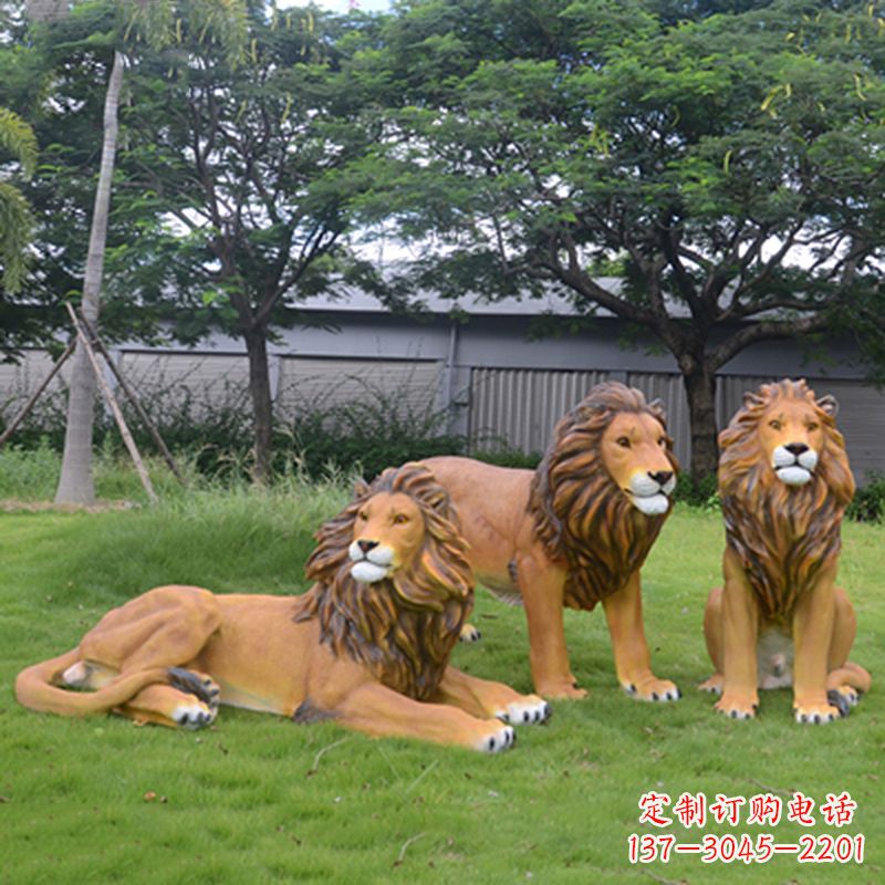 广西把公园里的斗勇气释放出来--领雕金刚户外仿真狮子雕塑