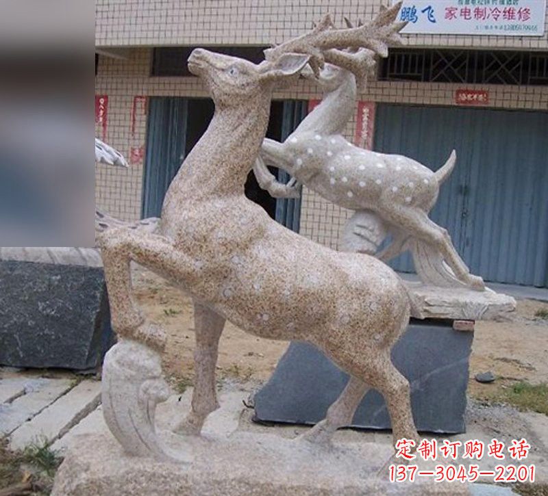 广西花岗岩梅花鹿雕塑,象征着美丽的永恒