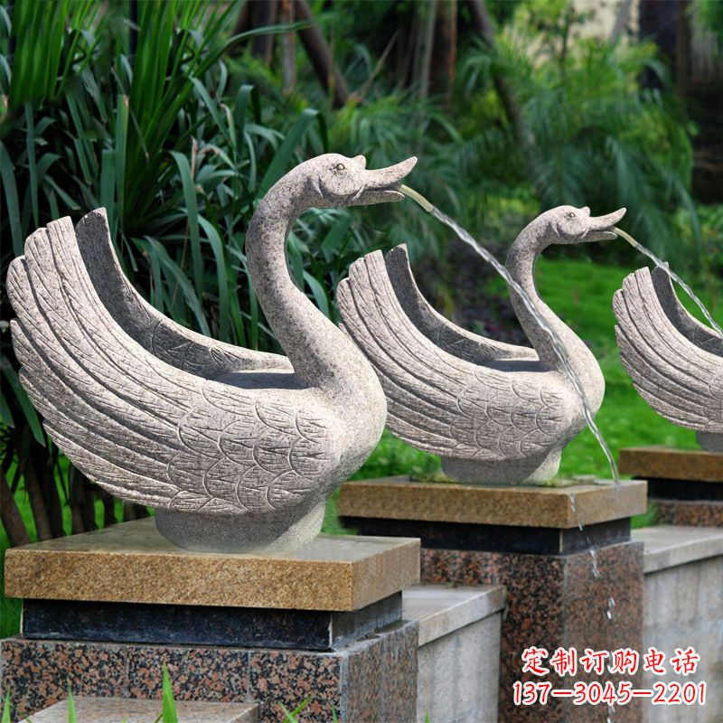 广西尊贵的花岗岩天鹅喷水雕塑