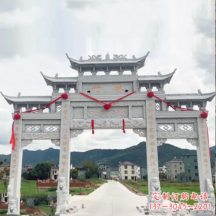 广西花岗岩三门石牌坊雕塑