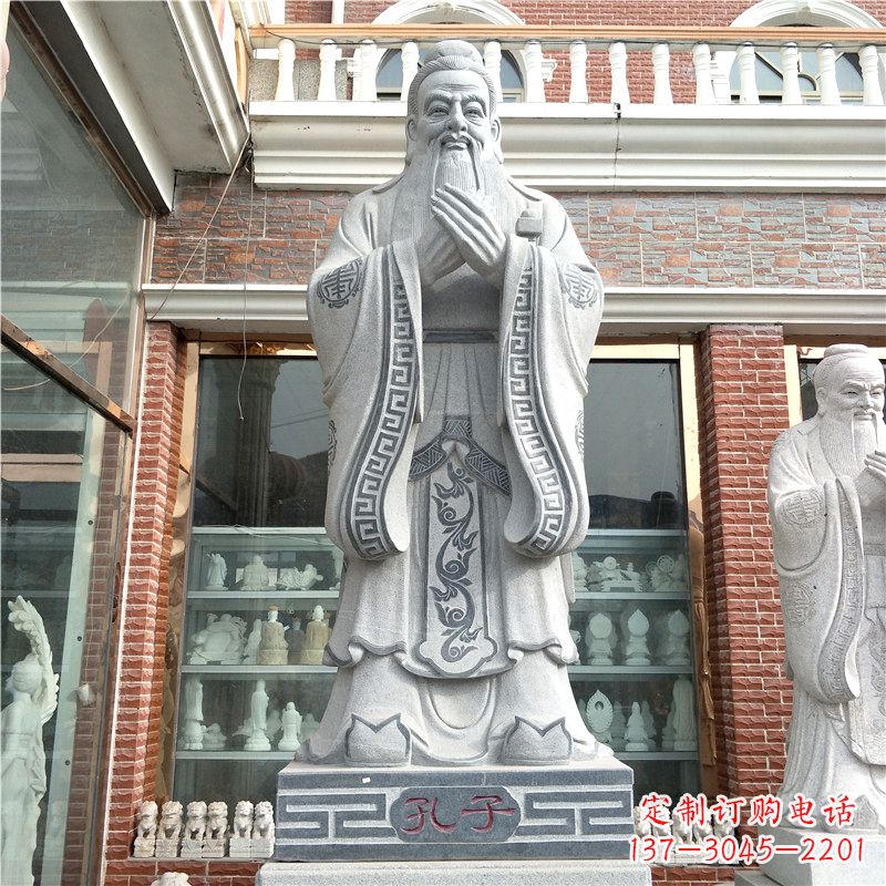 广西花岗岩石雕校园孔子雕像