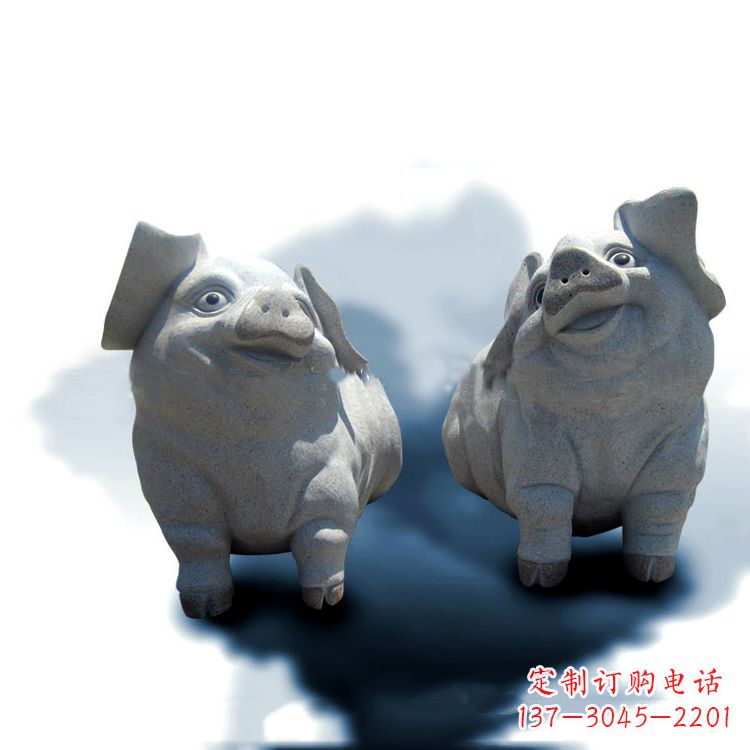 广西花岗岩动物雕塑-可爱的福猪
