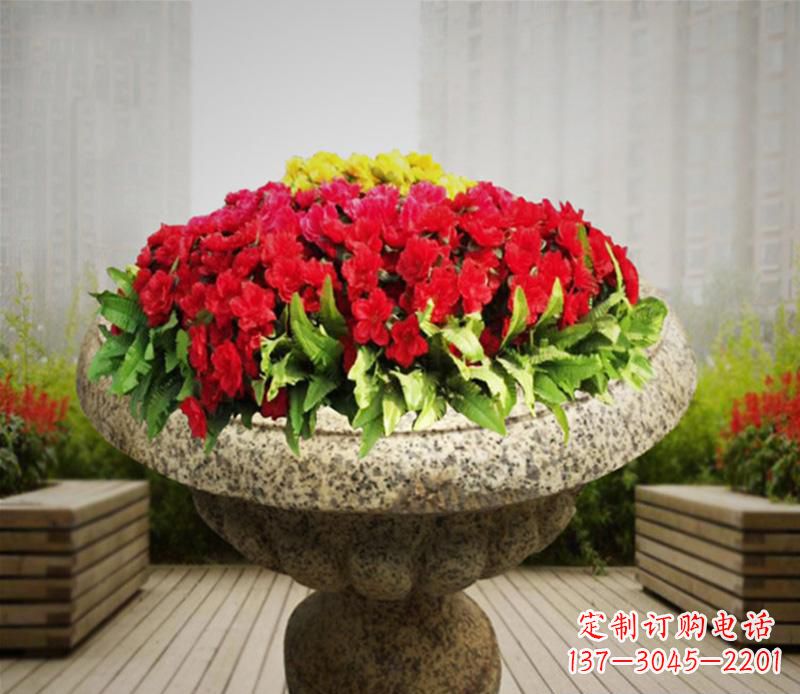 广西花岗岩小区景观花盆雕塑