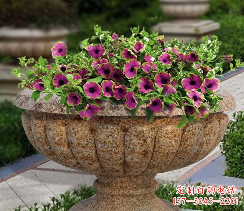 广西花岗岩小区景观花盆雕塑 (2)
