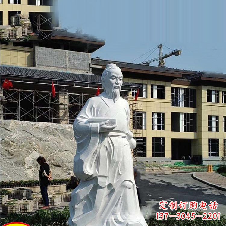 广西高雅精美的华佗白玉石雕像