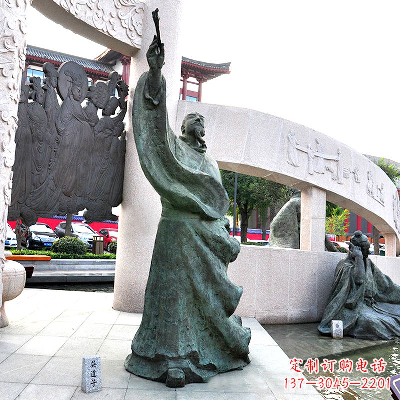 广西中领雕塑:仿古吴道子铜雕像