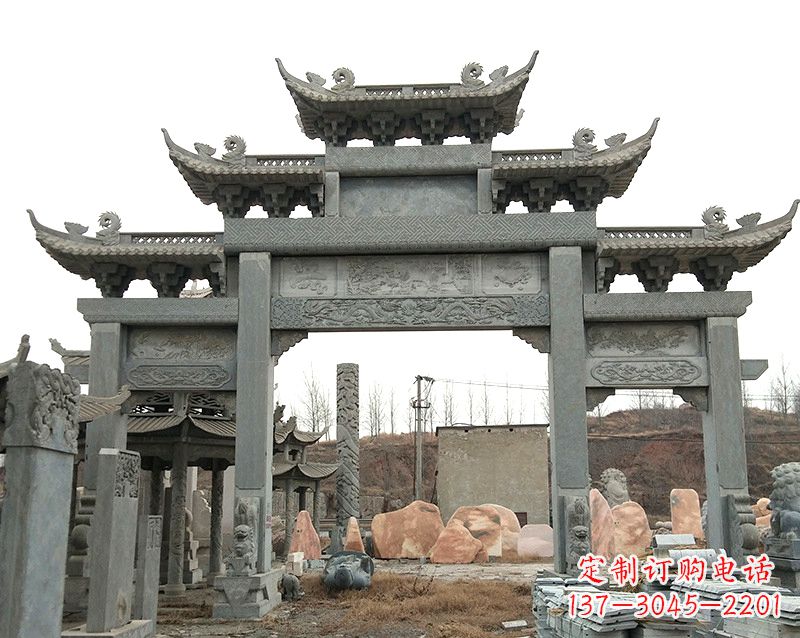 广西黄冈石雕牌坊--专业定制牌坊雕塑