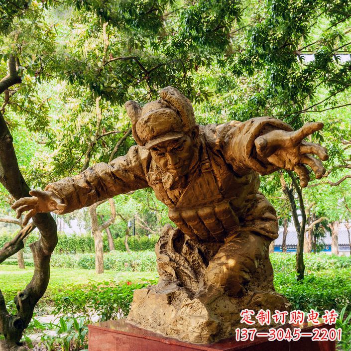 广西黄继光铜雕半身像-公园名人著名抗战英雄人物雕像