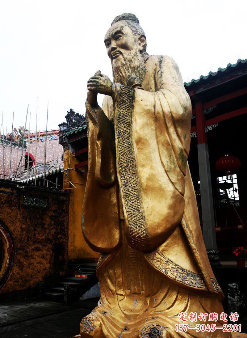 广西精致黄铜孔子雕塑,永久流传中华文化