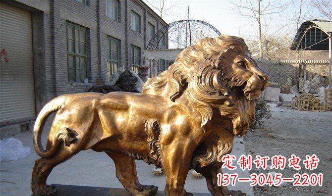 广西黄铜西洋狮子铜雕