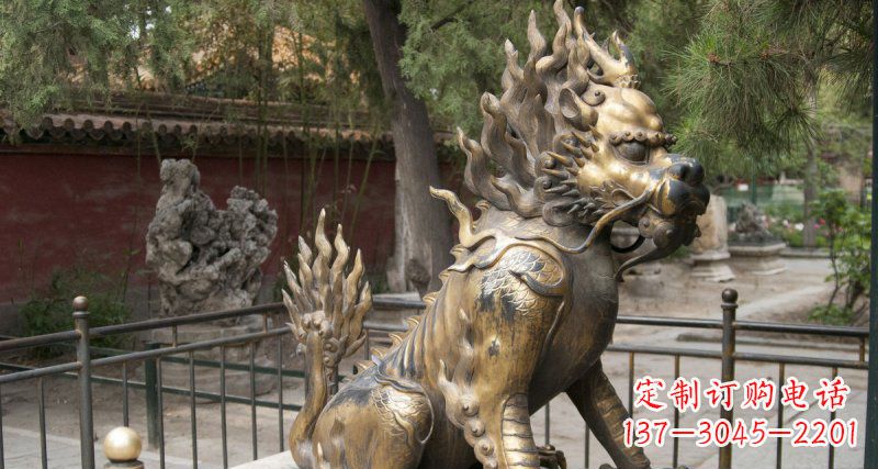 广西黄铜铸铜麒麟雕塑