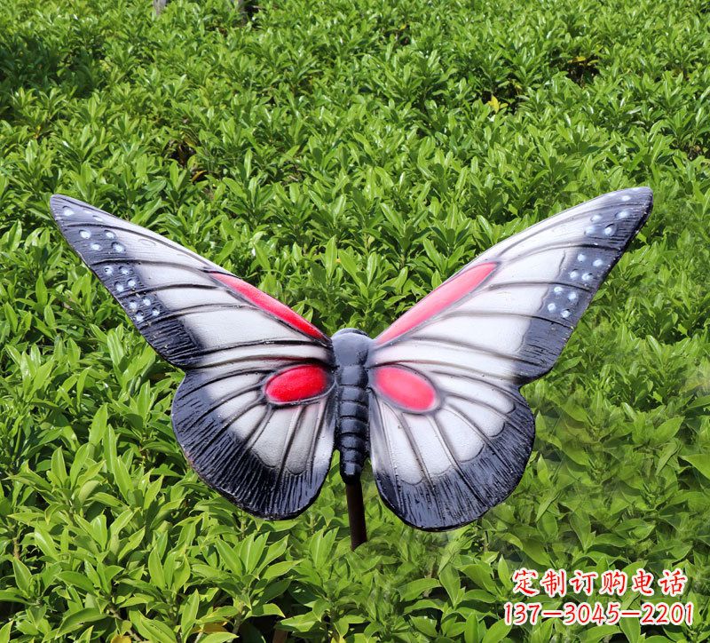 广西灰黑色仿真蝴蝶玻璃钢铸造雕塑