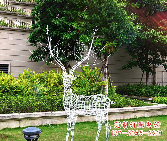 广西创造魅力的麋鹿不锈钢雕塑
