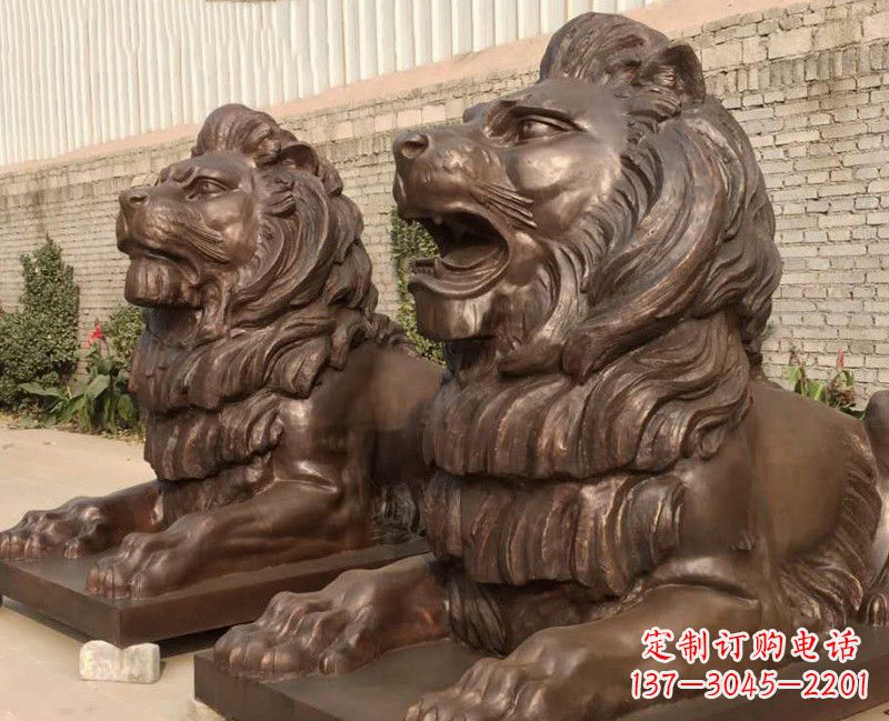 广西汇丰铜雕狮子,威武雄壮