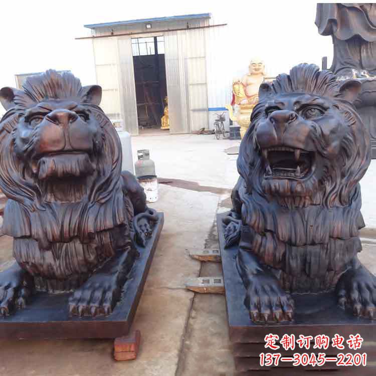 广西汇丰银行狮子雕塑,精美雕塑展示您的财富