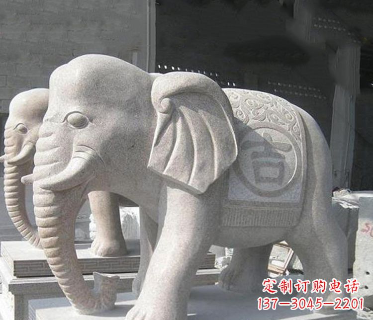 广西吉祥大理石大象石雕