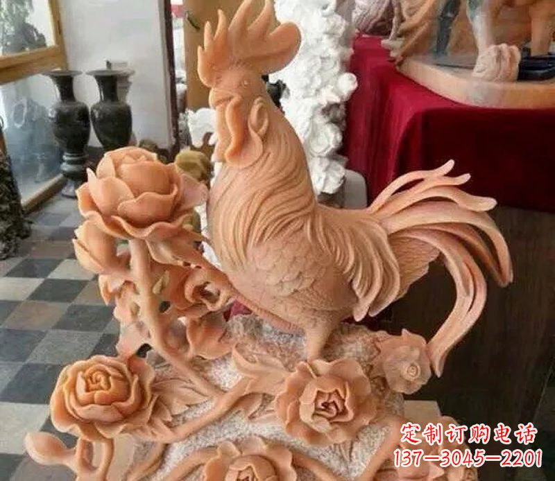 广西国家元素:吉祥如意公鸡石雕
