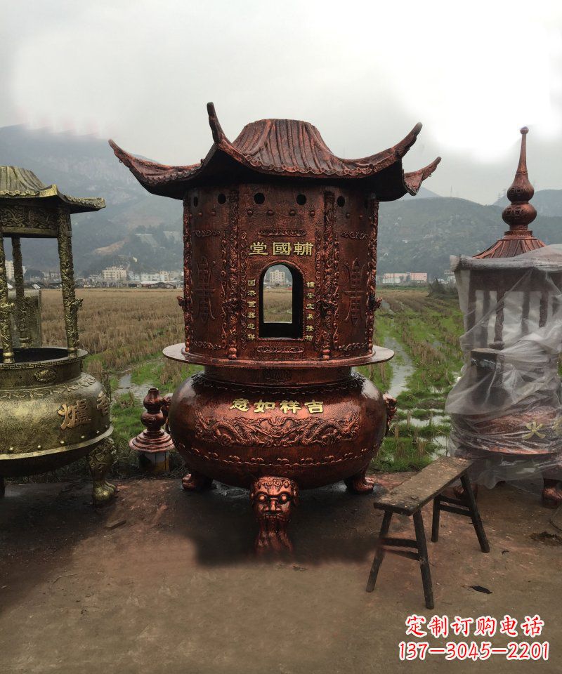 广西锻铜吉祥如意香炉雕塑