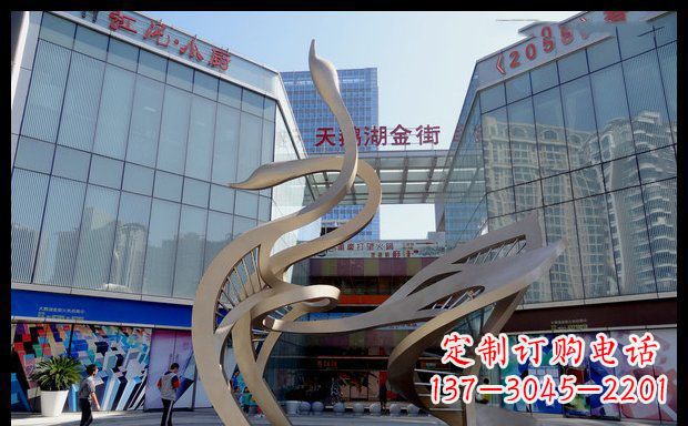 广西高雅大气的不锈钢抽象天鹅雕塑