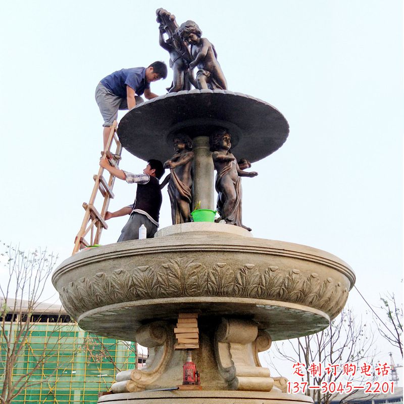广西精美金蝉石喷泉雕塑