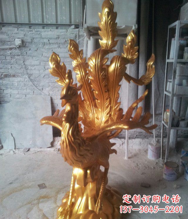 广西金凤凰玻璃钢仿铜动物雕塑─让美丽无限盛开