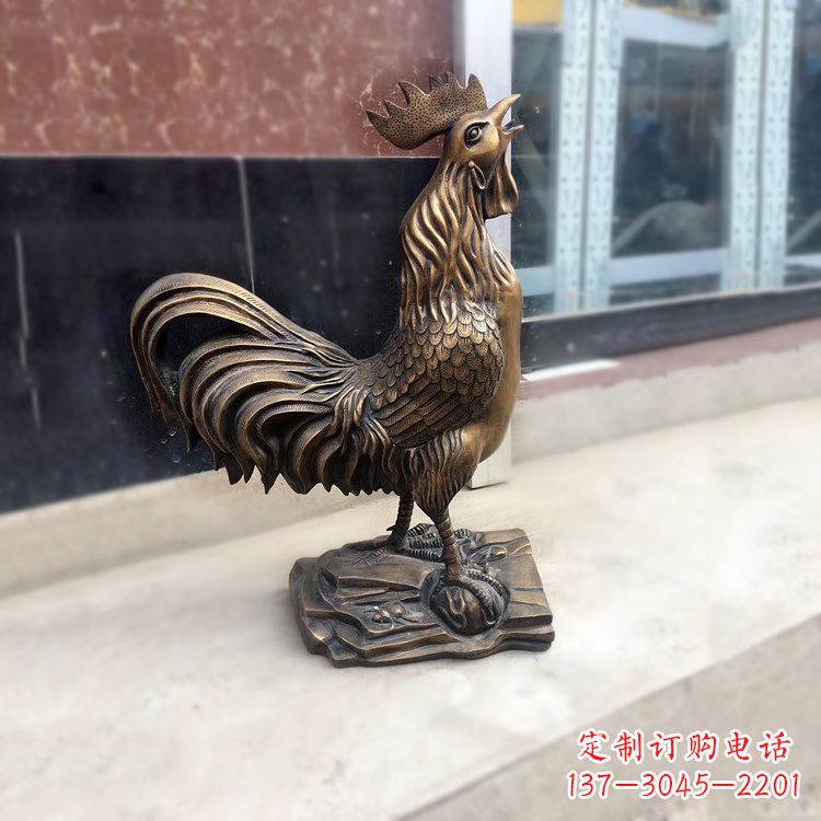 广西金鸡报晓生肖动物纯铸铜雕塑