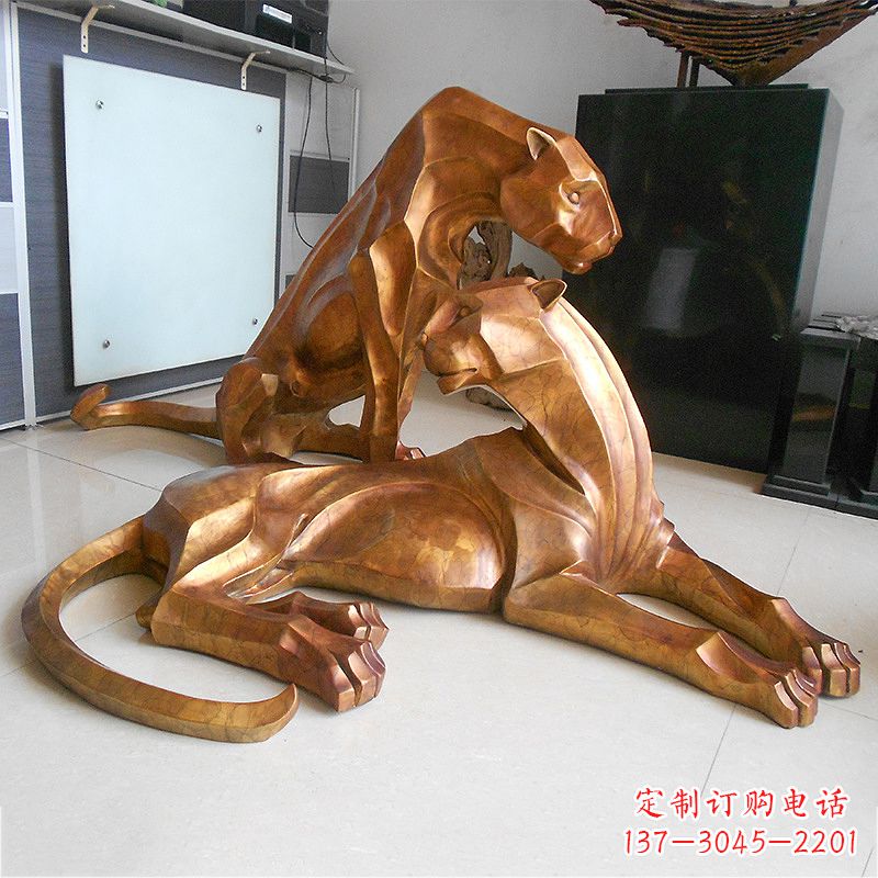 广西草坪广场商场十二生肖铜雕豹塑
