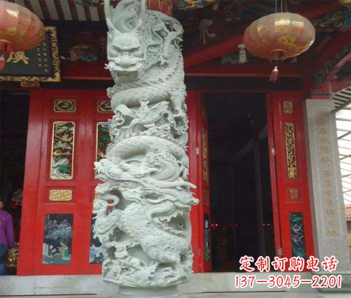 广西精美的大理石龙柱雕塑