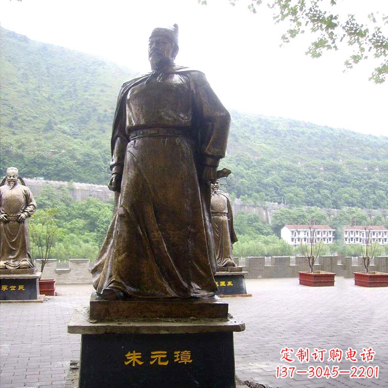 广西景区广场古代帝王明太祖朱元璋铜雕塑像
