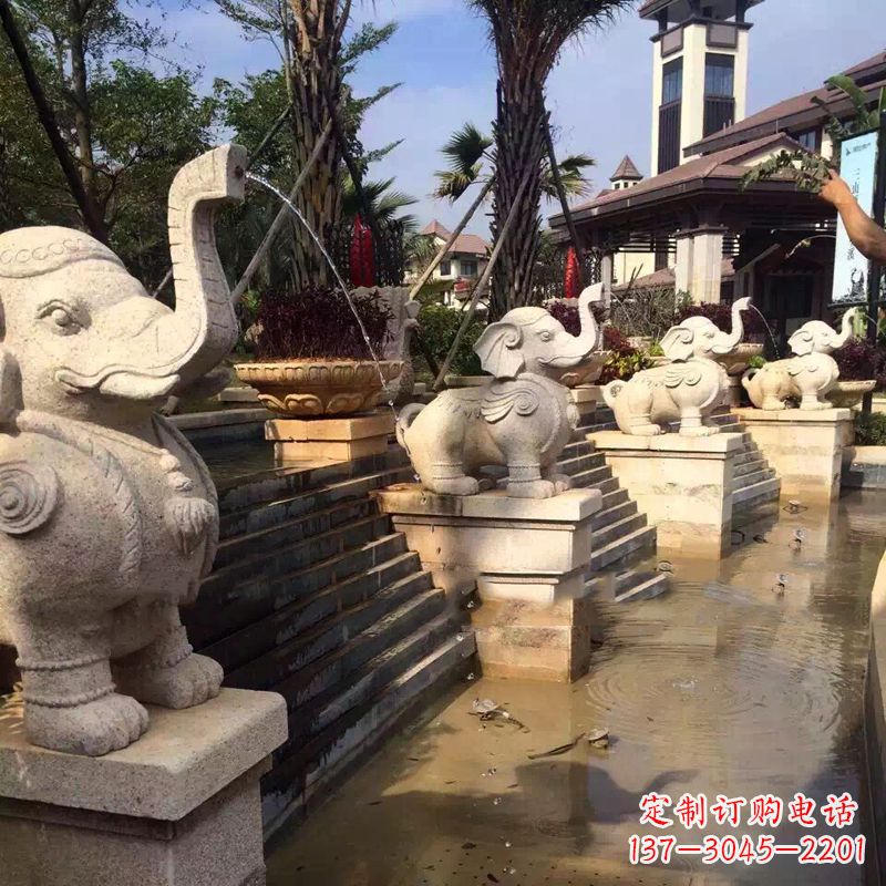 广西雕刻精美的大象雕塑