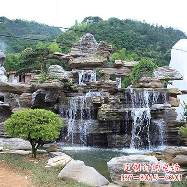 广西领雕塑让您的景区更精彩——奇石流水假山雕塑