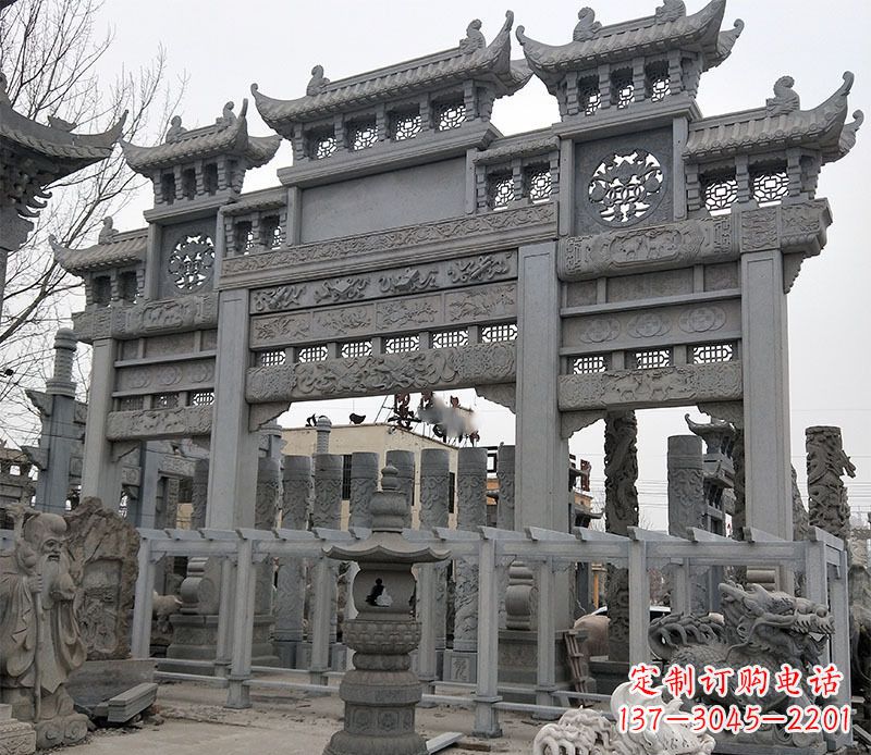 广西京中领雕塑:牌坊石雕定制