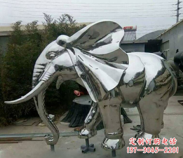 广西镜面不锈钢大象雕塑