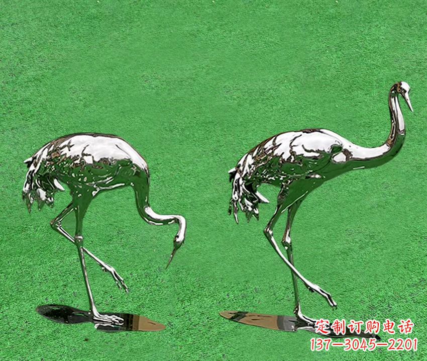 广西精美镜面不锈钢动物鹤雕塑
