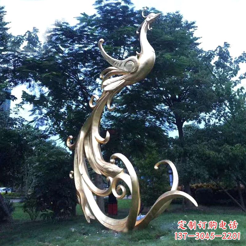 广西精美镜面不锈钢凤凰雕塑