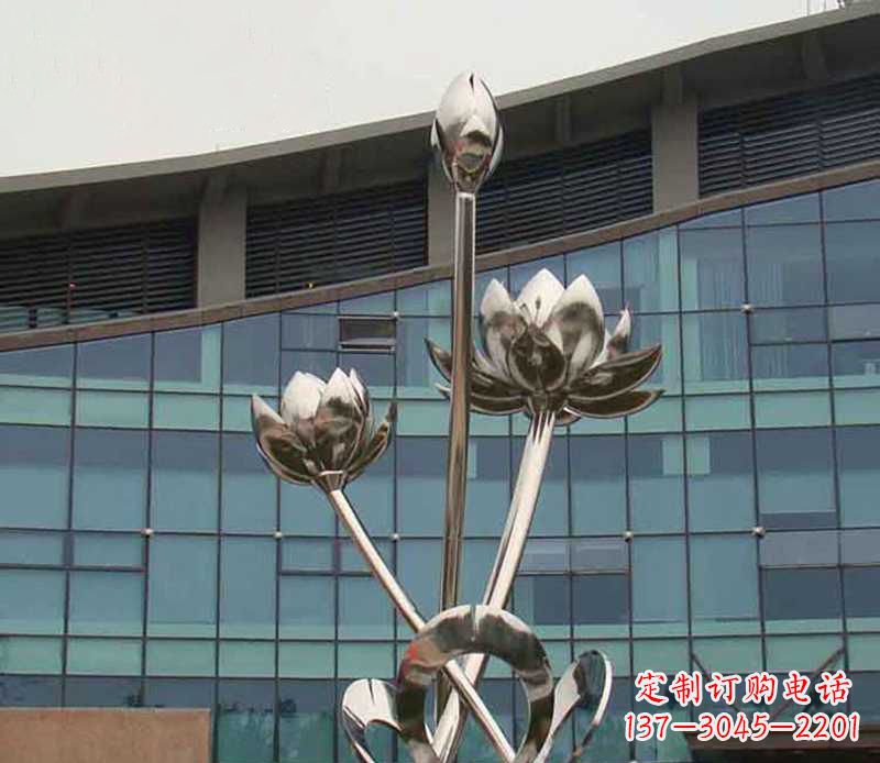 广西优质镜面不锈钢荷花塑像