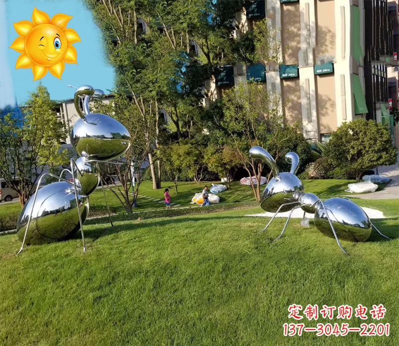 广西优质镜面不锈钢蚂蚁雕塑