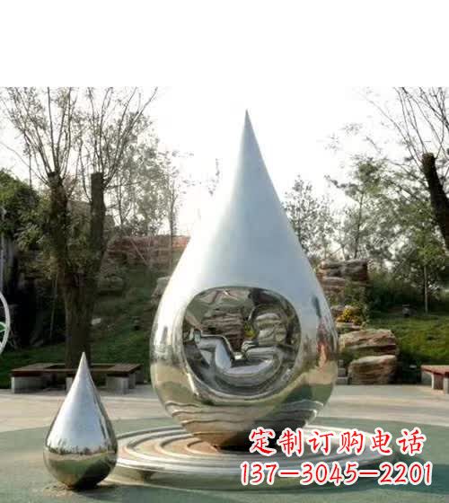 广西镜面不锈钢水滴雕塑,精致灵动,描绘出美好生活