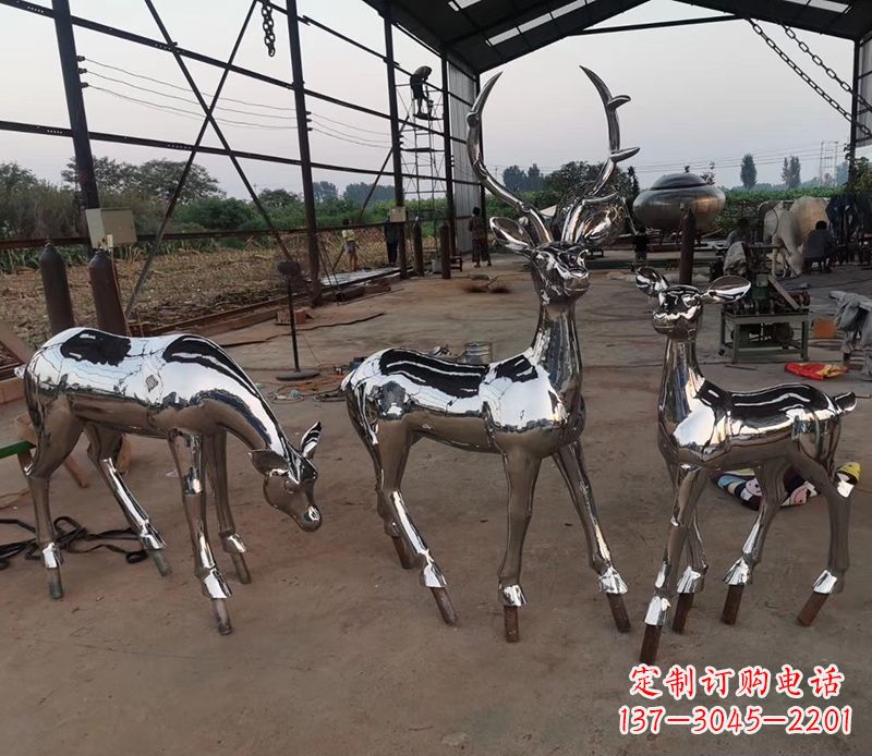 广西镜面不锈钢小鹿雕塑 (2)