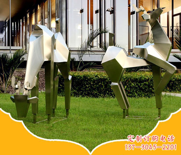 广西镜面福鹿不锈钢雕塑