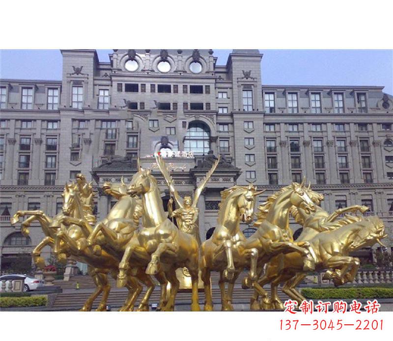 广西酒店门口阿波罗战车景观铜雕