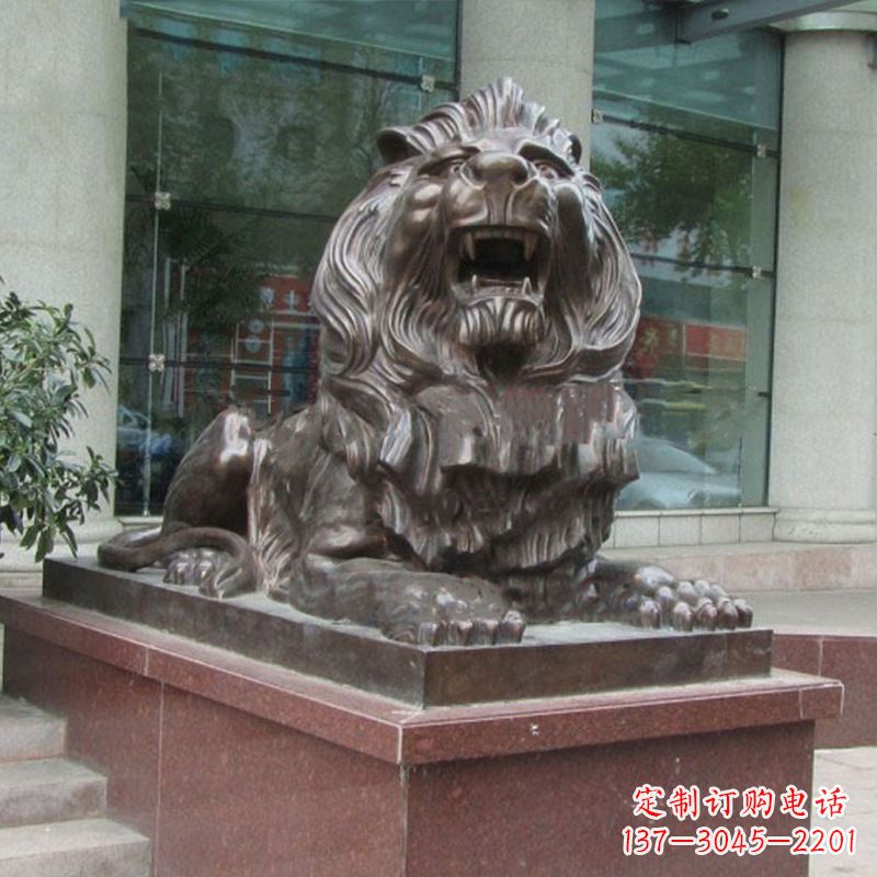 广西酒店门口看门港币狮子铜雕塑