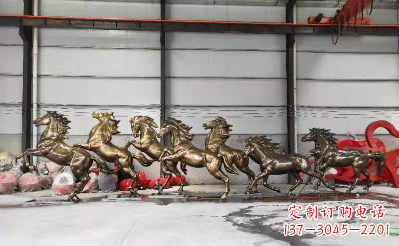 广西高贵雕塑,骏马奔腾玻璃钢动物雕塑户外摆件