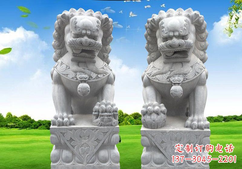 广西风采傲人的狮子石雕
