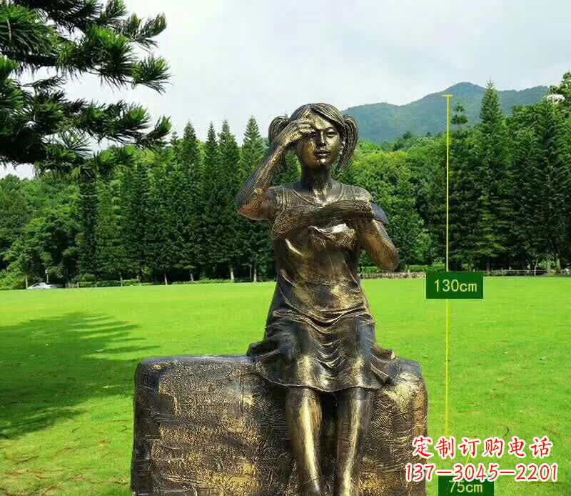 广西精美的女孩铜雕塑,展现活力与青春