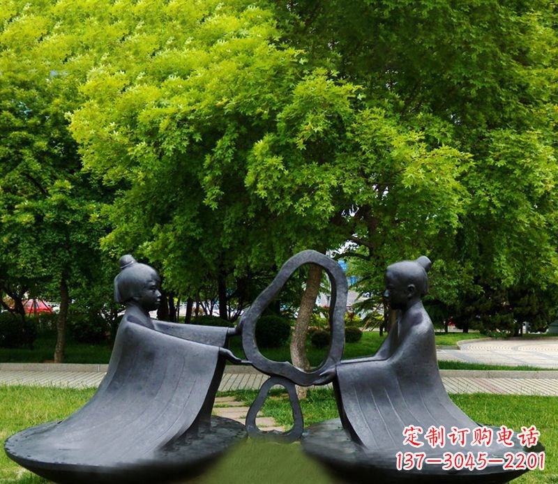 广西孔融让梨公园铜雕