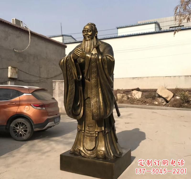 广西孔子名人铜雕